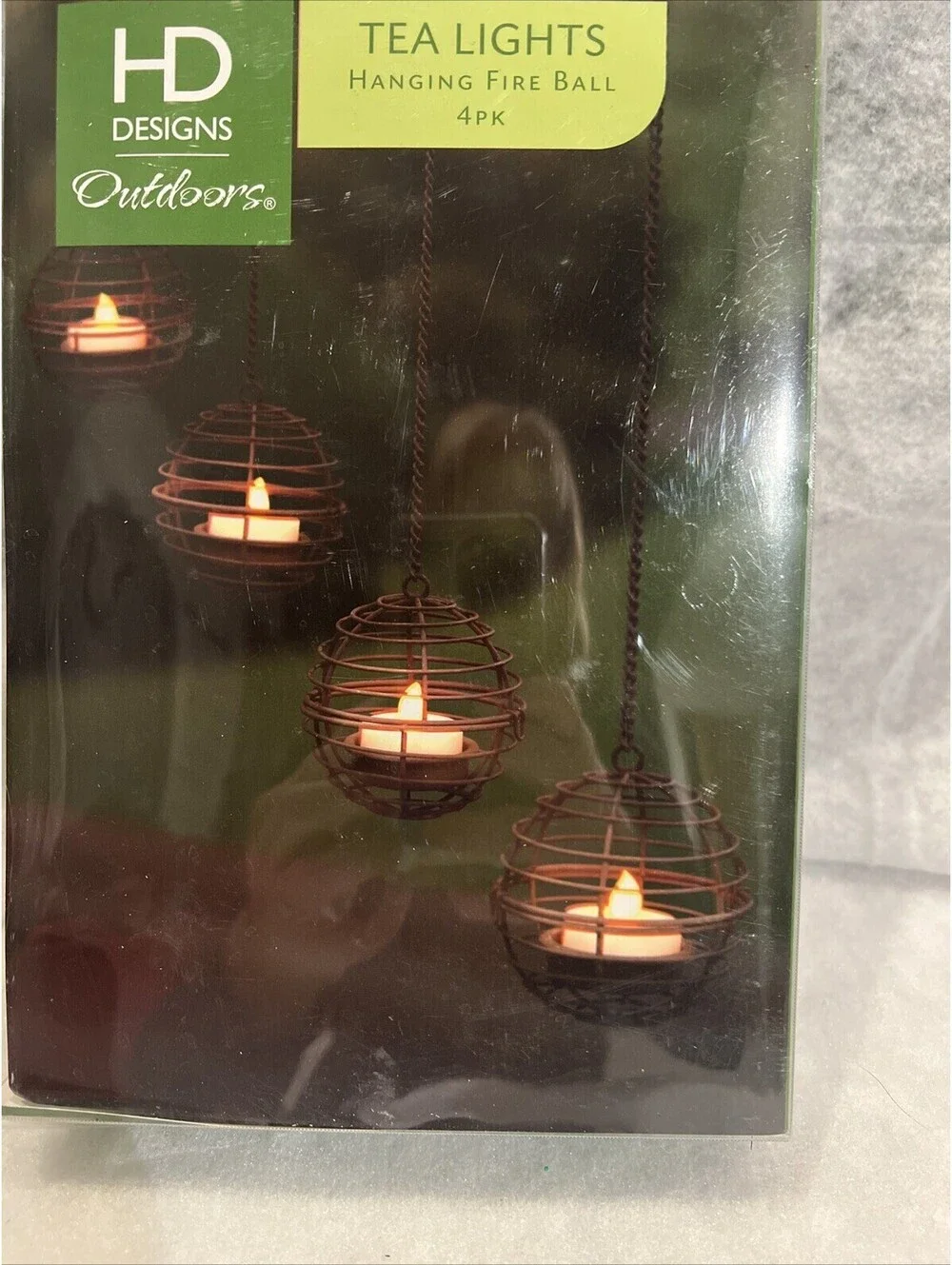 Tea Lights Hanging Fire Ball 4 Pack